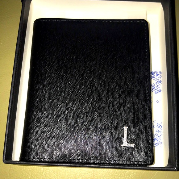 NIB. Lancaster Credit Card Holder. Sterling silver “L” with diamonds